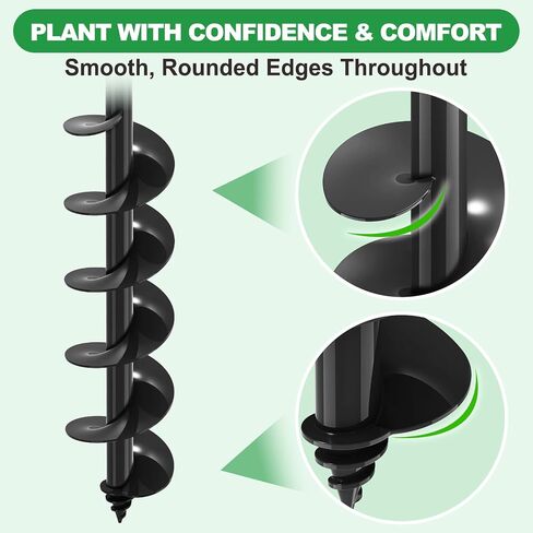 SELEWARE Auger Drill Bit for Planting 4x32 Garden Auger for 3/8" Hex Drive | Full Welded Steel Plant Auger, Bulb Planter Tool, Black Auger Post Hole Digger for Bulbs, Flowers, Fence Posts in Kuwait