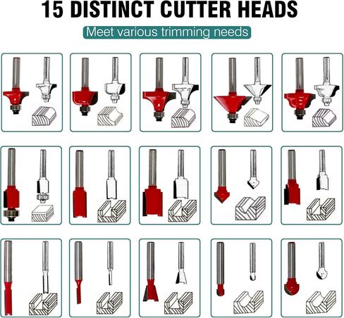 Wood Router,Electric Compact Wood Routers Tool for Woodworking,800W Hand Trimmer Laminate Milling Engraving Hand Machine Joiner Tool Electric,with 15PC 1/4" Router Bit Set, Slotting Trimming Carving in Kuwait