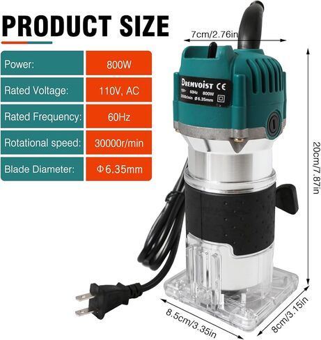 Wood Router,Electric Compact Wood Routers Tool for Woodworking,800W Hand Trimmer Laminate Milling Engraving Hand Machine Joiner Tool Electric,with 15PC 1/4" Router Bit Set, Slotting Trimming Carving in Kuwait