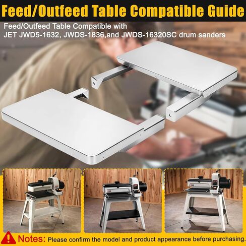 2026 Upgraded InFeed/Outfeed Table Replacement 723521 Compatible with JET JWDS-1836, JWDS-1632 & JWDS-1632OSC Drum Sanders - 65lb Capacity, 40" Work Surface, Includes Hardware, 1-Year Warranty in Kuwait