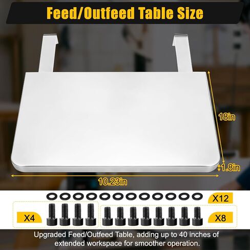 2026 Upgraded InFeed/Outfeed Table Replacement 723521 Compatible with JET JWDS-1836, JWDS-1632 & JWDS-1632OSC Drum Sanders - 65lb Capacity, 40" Work Surface, Includes Hardware, 1-Year Warranty in Kuwait