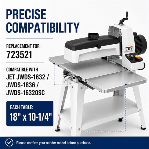 Upgraded Infeed Outfeed Table Replacement for JET 723521, Compatible with JWDS-1632, JWDS-1836 & JWDS-1632OSC Drum Sanders, Heavy Duty Steel Extension Support Tables, 75 lbs Capacity in Kuwait