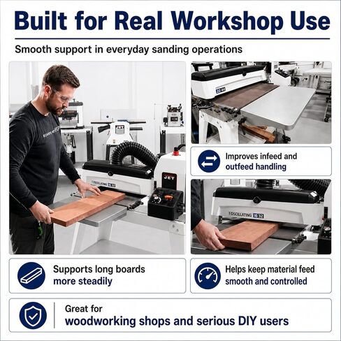Upgraded Infeed Outfeed Table Replacement for JET 723521, Compatible with JWDS-1632, JWDS-1836 & JWDS-1632OSC Drum Sanders, Heavy Duty Steel Extension Support Tables, 75 lbs Capacity in Kuwait