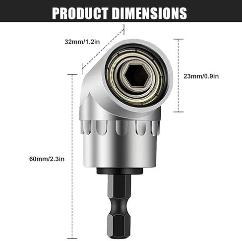 105 Degree Right Angle Drill Adapter, Hex Shank Angle Drill Attachment, Power Screwdriver Corner Driver Tool, Quick Change Drill Bit Extension for Tight Narrow Space Repair Use in Kuwait