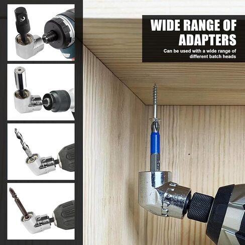 105 Degree Right Angle Drill Adapter, Hex Shank Angle Drill Attachment, Power Screwdriver Corner Driver Tool, Quick Change Drill Bit Extension for Tight Narrow Space Repair Use in Kuwait