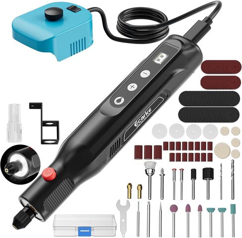 Ecarke Cordless Rotary Tool Kit Compatible with Dewalt 20V Battery, 25000RPM 5-Speed & 108 Accessories, Dog Nail Grinder with LED Light for DIY Crafts, Sanding, Engraving, Polishing(Tool Only) in Kuwait