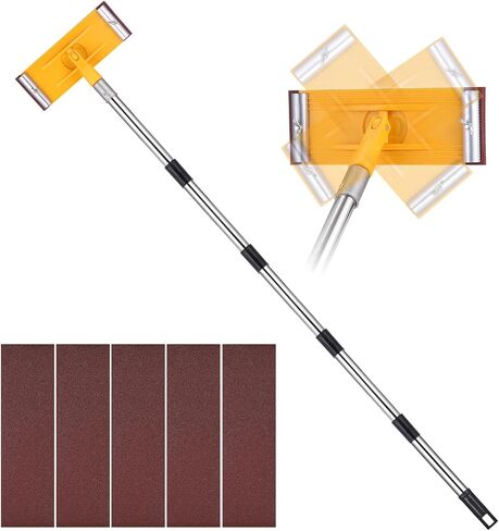 Drywall Pole Sander, 170cm Extension Sanding Pole with 10 Sanding Sheets | 360° Rotatable Durable Hand Radial Sander for Effortless Wall and Ceiling Polishing in Kuwait