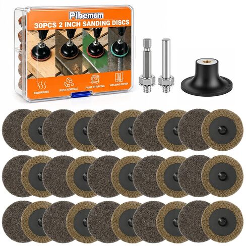 30 Pcs Quick Change Surface Prep Discs, 2 Inch 3-Grit (Coarse to Extra Fine) Aluminium Oxide Nylon Roll Lock Sanding Discs, with 1/4" Round & Hex Shank, for Die Grinder, Grinding, Polishing in Kuwait