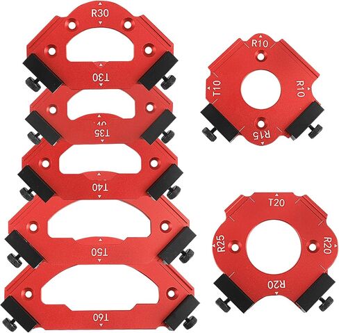 7 Pcs Router Corner Radius Jig Template Kit | 3-in-1 Aluminum Alloy Guide for R10 R15 R20 R25 R30 R35 R40 R50 R60 & T10 T20 T30 T35 T40 T50 T60 | Use with Handheld Router and Router Table in Kuwait