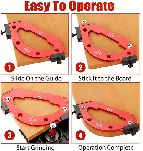 7 Pcs Router Corner Radius Jig Template Kit | 3-in-1 Aluminum Alloy Guide for R10 R15 R20 R25 R30 R35 R40 R50 R60 & T10 T20 T30 T35 T40 T50 T60 | Use with Handheld Router and Router Table in Kuwait