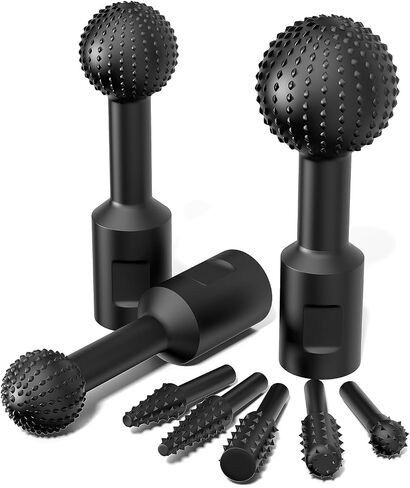 BURMONG 8Pcs Ball Gouge Rotary Burr & Rasp Set for Wood– 3-PC 5/8-11 Sphere & 5-PC 1/4" Hex Shank for Angle Grinders & Drills (Ball Gouge + Rotary Rasp File Set（8Pcs)) in Kuwait