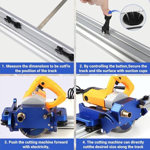 Electric Orbital Tile Cutter, 2300W Motor, 8000 RPM Grinder, 71" Cutting Length, Wet & Dry Blades, Bevel & Chamfer Cutting, Dual Guide Rails with Suction Cups, Water Pump & Tool Bag in Kuwait