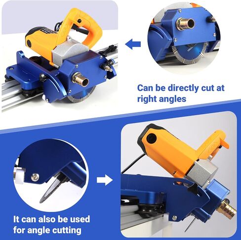 Electric Orbital Tile Cutter, 2300W Motor, 8000 RPM Grinder, 71" Cutting Length, Wet & Dry Blades, Bevel & Chamfer Cutting, Dual Guide Rails with Suction Cups, Water Pump & Tool Bag in Kuwait