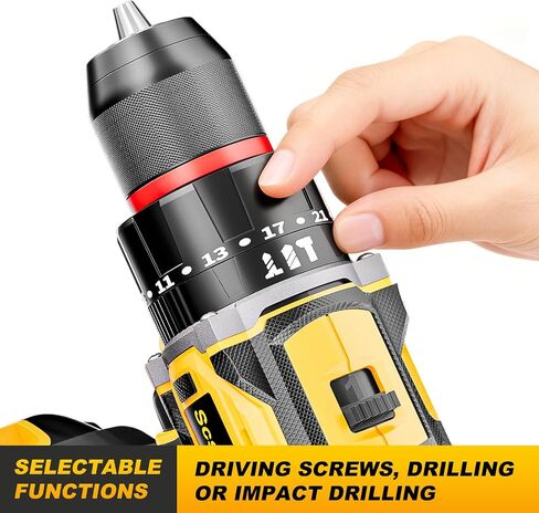 20V Cordless Brushless Drill Driver (3/8") - 24-Piece Compact Kit, 70Nm High Torque, 2.0Ah Li-Ion Battery for Home DIY & Apartment Repairs, Furniture Assembly in Kuwait