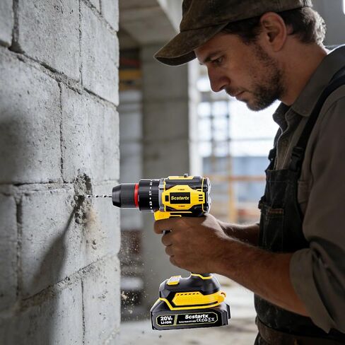 20V Cordless Brushless Drill Driver (3/8") - 24-Piece Compact Kit, 70Nm High Torque, 2.0Ah Li-Ion Battery for Home DIY & Apartment Repairs, Furniture Assembly in Kuwait