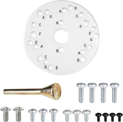 6-1/2 Inch Clear Acrylic Router Base Plate, Letter-Marked Pre-Drilled | Base with Screws & Centering Pin, Compatible with Dewalt, Porter Cable, Craftsman, Ryobi, Hitachi Trim Routers in Kuwait