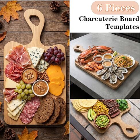 7 Pcs Acrylic Router Templates for Woodworking, Charcuterie Board Template Set with 3 Marking Pens, Clear Guide Stencils for DIY Kitchen Cutting Boards and Serving Platters in Kuwait