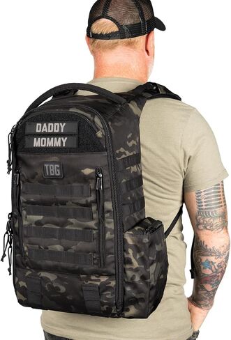 Tactical Baby Gear Daypack Tactical Diaper Bag Backpack | MOLLE-compatible tactical diaper backpack with built-in changing mat and stroller straps for organized parenting. in Kuwait