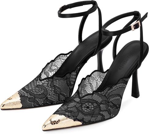 Women Lace Slingback Stiletto High Heels 2026 Pointed Toe Soft Sexy Dress Pumps for Wedding Prom in Kuwait