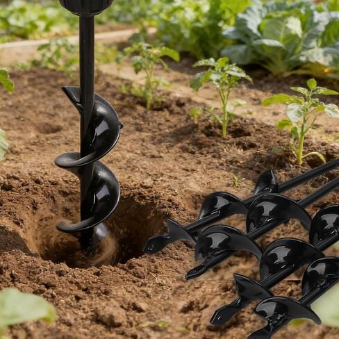 Garden Auger Drill Bit Tool Spiral Hole Digger Ground Drill Earth Drill for Seed Planting Gardening Fence Flower Planter (Radius 5cm) in Kuwait