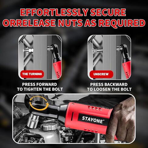 Cordless Electric Ratchet Wrench Set, 3/8" 12V Power Ratchet Tool with 45 N.M Torque, 380 RPM, 2x 2.0Ah Li-Ion Batteries for Auto Repair Home Mechanic in Kuwait