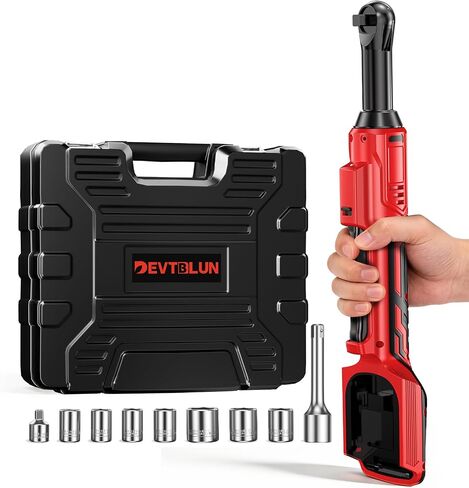 3/8" Cordless Power Ratchet Wrench Compatible with Milwaukee 18V Battery (No Battery) 60FT Torque, 0-400RPM Variable Speed Motor, Extended Wrench with 7 Sockets 1/4" Adapter 3" Extension Bar in Kuwait