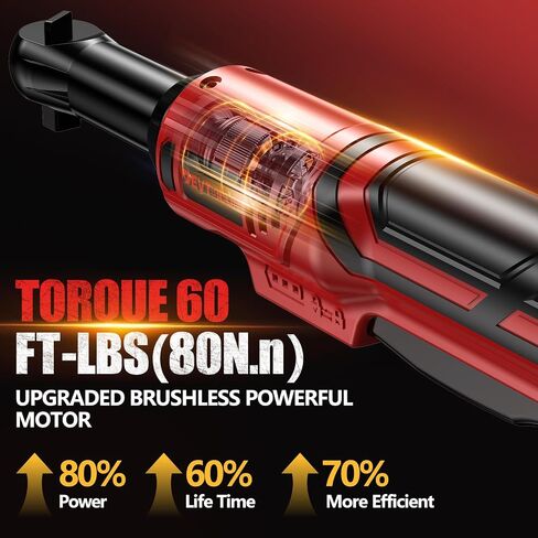 3/8" Cordless Power Ratchet Wrench Compatible with Milwaukee 18V Battery (No Battery) 60FT Torque, 0-400RPM Variable Speed Motor, Extended Wrench with 7 Sockets 1/4" Adapter 3" Extension Bar in Kuwait