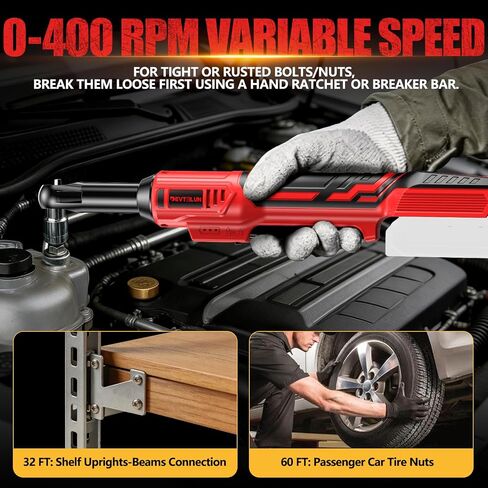 3/8" Cordless Power Ratchet Wrench Compatible with Milwaukee 18V Battery (No Battery) 60FT Torque, 0-400RPM Variable Speed Motor, Extended Wrench with 7 Sockets 1/4" Adapter 3" Extension Bar in Kuwait