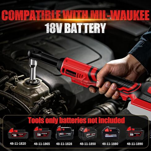 3/8" Cordless Power Ratchet Wrench Compatible with Milwaukee 18V Battery (No Battery) 60FT Torque, 0-400RPM Variable Speed Motor, Extended Wrench with 7 Sockets 1/4" Adapter 3" Extension Bar in Kuwait