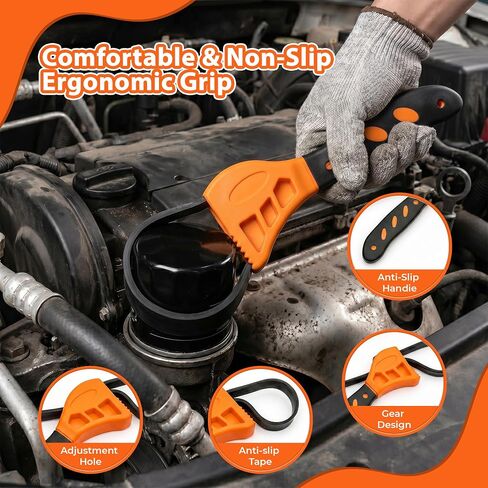 Adjustable Strap Wrench Set – Heavy Duty Rubber Strap Oil Filter Wrench Tool, Non-Slip Grip for Plumbing, Automotive, Jar Opening & Pipe Repair (Fits Large & Small Diameters) in Kuwait