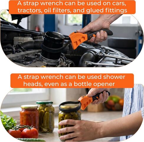 Adjustable Strap Wrench Set – Heavy Duty Rubber Strap Oil Filter Wrench Tool, Non-Slip Grip for Plumbing, Automotive, Jar Opening & Pipe Repair (Fits Large & Small Diameters) in Kuwait