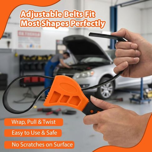 Adjustable Strap Wrench Set – Heavy Duty Rubber Strap Oil Filter Wrench Tool, Non-Slip Grip for Plumbing, Automotive, Jar Opening & Pipe Repair (Fits Large & Small Diameters) in Kuwait