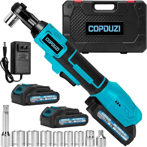 21V 3/8" Cordless Ratchet Wrench Set, 89 ft-lbs (120Nm) High Torque Brushless Electric Ratchet with 2 x 2.0Ah Battery and Charger, Power Ratchet Kit with 7 Sockets,1/4 Adaptor, 3"Extension Bar in Kuwait