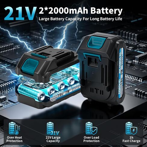21V 3/8" Cordless Ratchet Wrench Set, 89 ft-lbs (120Nm) High Torque Brushless Electric Ratchet with 2 x 2.0Ah Battery and Charger, Power Ratchet Kit with 7 Sockets,1/4 Adaptor, 3"Extension Bar in Kuwait