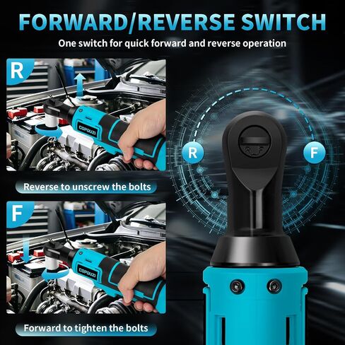 21V 3/8" Cordless Ratchet Wrench Set, 89 ft-lbs (120Nm) High Torque Brushless Electric Ratchet with 2 x 2.0Ah Battery and Charger, Power Ratchet Kit with 7 Sockets,1/4 Adaptor, 3"Extension Bar in Kuwait