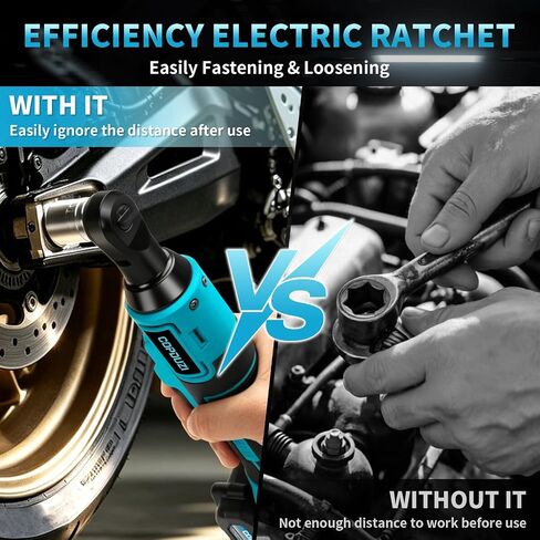 21V 3/8" Cordless Ratchet Wrench Set, 89 ft-lbs (120Nm) High Torque Brushless Electric Ratchet with 2 x 2.0Ah Battery and Charger, Power Ratchet Kit with 7 Sockets,1/4 Adaptor, 3"Extension Bar in Kuwait
