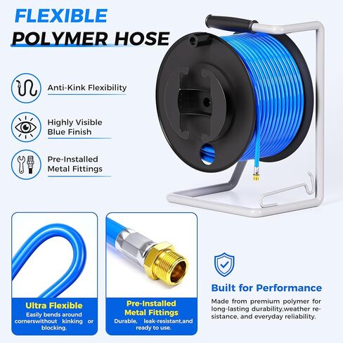 TAILONZ PNEUMATIC 1/2" x 65 ft Air Hose Reel, Pixel-Coated Sanding Hose with 1/4" NPT Threads,Air Tubing Kit Pipe Hose Air Line Tubing Max 160 PSI in Kuwait