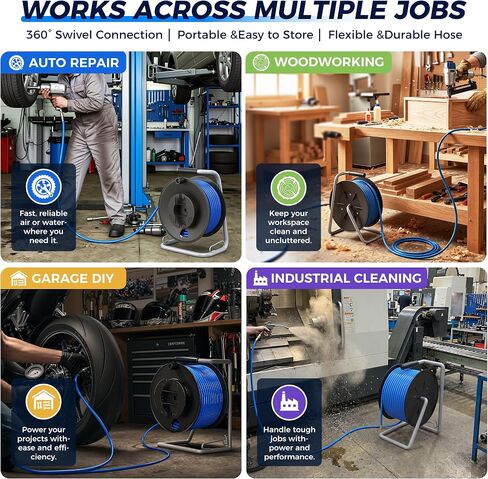 TAILONZ PNEUMATIC 1/2" x 65 ft Air Hose Reel, Pixel-Coated Sanding Hose with 1/4" NPT Threads,Air Tubing Kit Pipe Hose Air Line Tubing Max 160 PSI in Kuwait