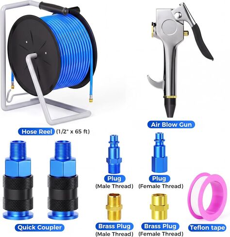 TAILONZ PNEUMATIC 1/2" x 65 ft Air Hose Reel, Pixel-Coated Sanding Hose with 1/4" NPT Threads,Air Tubing Kit Pipe Hose Air Line Tubing Max 160 PSI in Kuwait