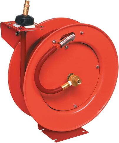 Lincoln 1220B Professional Shop Utility Reel Kit, 83753 Air/Water Retractable Hose Reel with 50 Ft Hose, 91039 60 Ft Tri-Tap Power Cord Reel, Auto-Guide Rewind, Magnetic Brake, Industrial Service in Kuwait