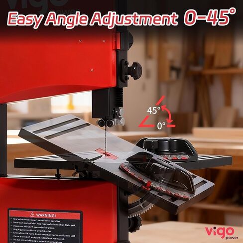 9-Inch Benchtop Band Saw for Woodworking, Portable Bandsaw, 2.8A Induction Motor, Dual-Speed 1700/2500 FPM, 12x12" Aluminum Tilting Table 0-45°, Miter Gauge & Dust Port, DIY in Kuwait