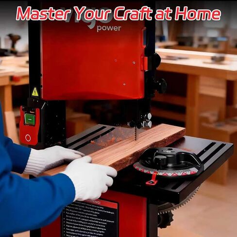 9-Inch Benchtop Band Saw for Woodworking, Portable Bandsaw, 2.8A Induction Motor, Dual-Speed 1700/2500 FPM, 12x12" Aluminum Tilting Table 0-45°, Miter Gauge & Dust Port, DIY in Kuwait