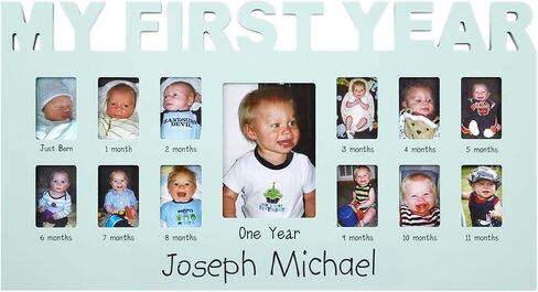 Let's Make Memories Personalized Baby's First 12 Months Photo Frame- New Parents- Newborn- Nursery - Pink in Saudi Arabia