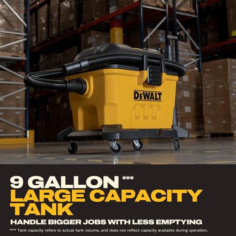 DEWALT 20V Cordless Shop Vac, AC/DC 9 Gal Wet Dry Vacuum Cleaner, Tool Only | Dual Motor System, Self-Cleaning Filter, Blower Function, Portable Shop Vacuum for Garage, Workshop & Jobsite, DXCVXA092B in Kuwait