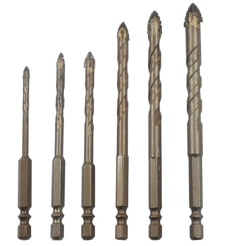 6 Pcs Four-Flute Sawtooth Eccentric Drill Bit Set, High-Performance Alloy Steel Drill Bits with Hex Shank for Stone, Glass, Concrete, Wood, Brick & Metal Drilling (4/5/6/8/10/12mm) in Kuwait