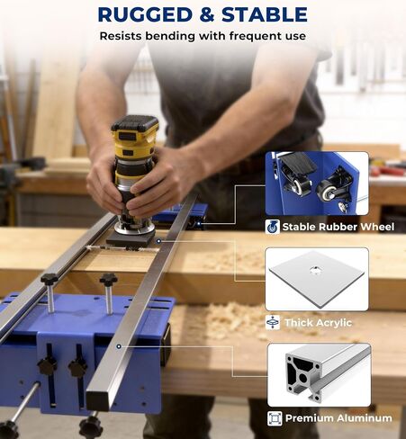 58" Router Sled for Flattening Slabs, 5.5" Height Adjustable Slab Flattening Jig Kit for Woodworking, Heavy-Duty Router Planer Sled with Dust Brush & Smooth Wheels for Wood Slabs, Table Tops in Kuwait