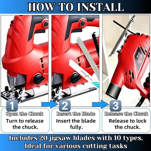 20 Piece Jigsaw Blades Set,10 Types of Assorted T-Shank Jig Saw Blades for Wood, Metal and Plastic Cutting(T111D, T101AO, T101BR, T101D, T101B, T118A, T118B, T144D, T244D,T111C) in Kuwait