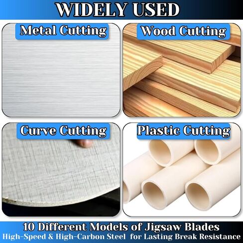 20 Piece Jigsaw Blades Set,10 Types of Assorted T-Shank Jig Saw Blades for Wood, Metal and Plastic Cutting(T111D, T101AO, T101BR, T101D, T101B, T118A, T118B, T144D, T244D,T111C) in Kuwait