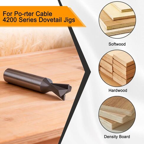7 Degree Router Bit 43776PC（580305）, Compatible with 4200 Series of Por-TER Cable Dovetail Jigs, Carbide-Tipped Dovetail Router Bit with 17/32" Large Diameter in Kuwait