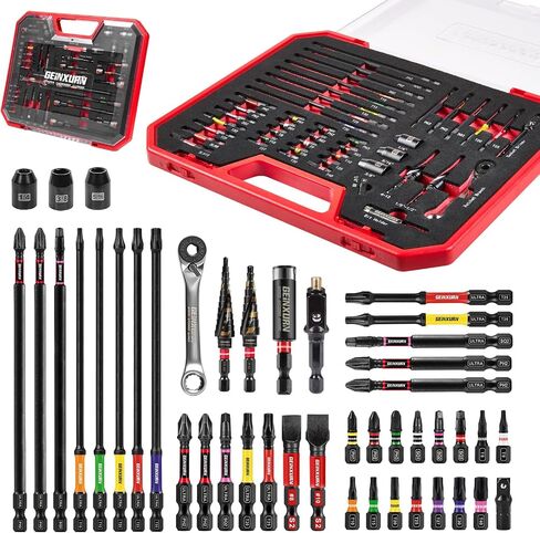 Geinxurn 44Pcs Screwdriver Bit Set Include Ratchet Wrench, Socket Driver, Sockets, Step Drill, 1/4"Socket Adapter and Impact Bit Holder with Tool Box Storage for Home Repairs, DIY in Kuwait